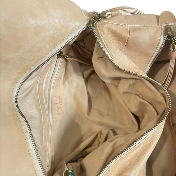 Eske Tan Soft Leather Large Braided Satchel Shoulder Bag - Picture 8 of 16